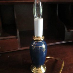 Blue and Gold Small Electric Candle Vintage Lamp